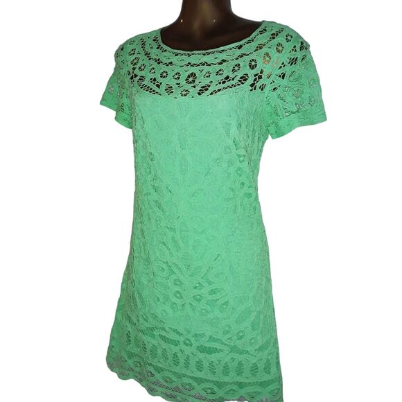 Lilly Pulitzer Sz S MARIA KATE Bold, Bright Lime Green Lacy Dress - Picture 5 of 7